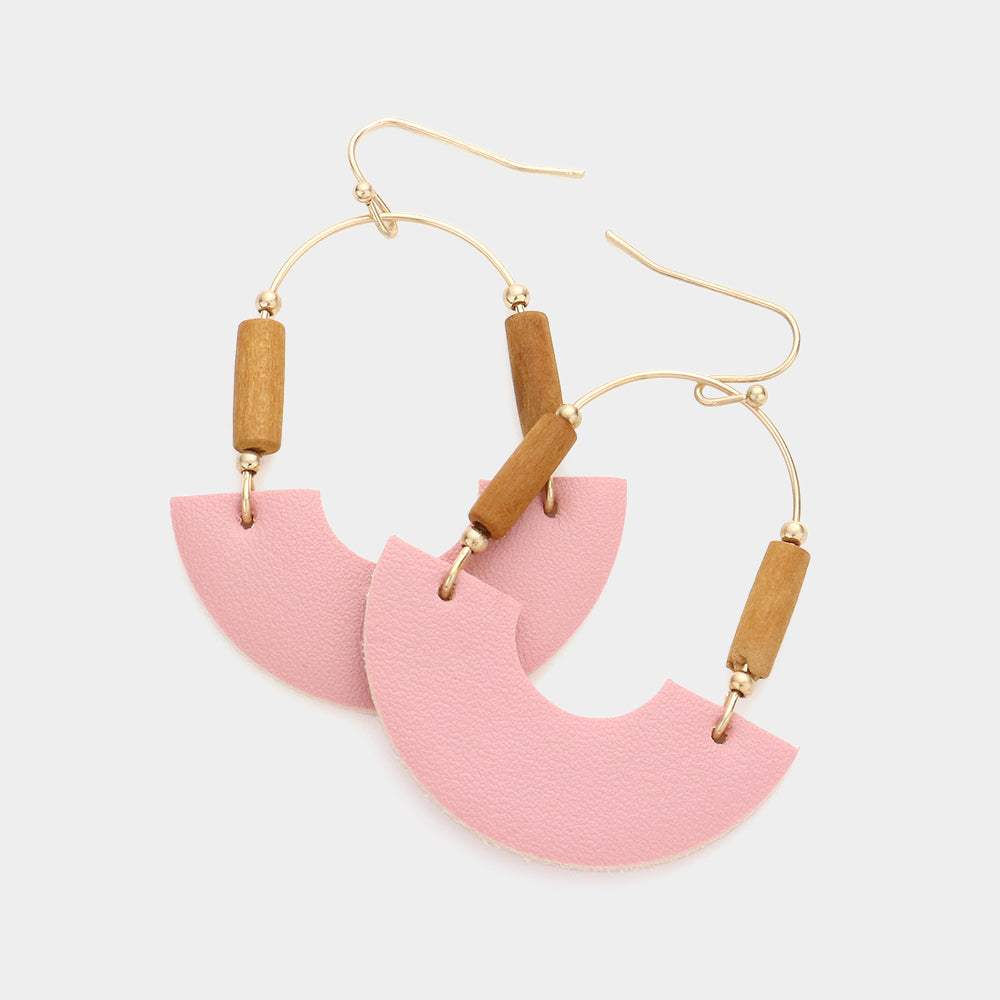 Faux Leather Accented Link Dangle Earrings - Madeline Love - Flyclothing LLC