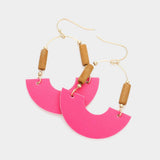Faux Leather Accented Link Dangle Earrings - Madeline Love - Flyclothing LLC