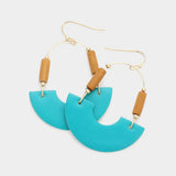Faux Leather Accented Link Dangle Earrings - Madeline Love - Flyclothing LLC