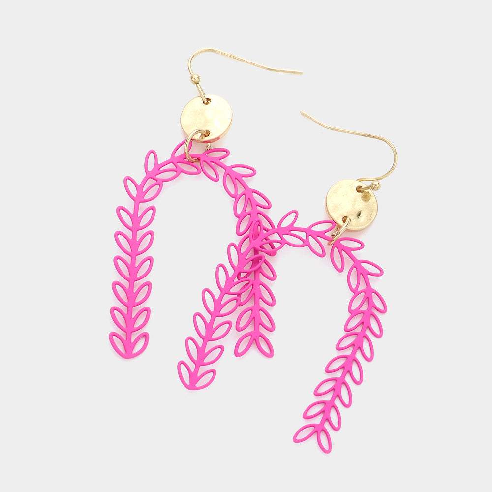 Metal Disc Sprout Cluster Colored Arch Dangle Earrings - Madeline Love - Flyclothing LLC