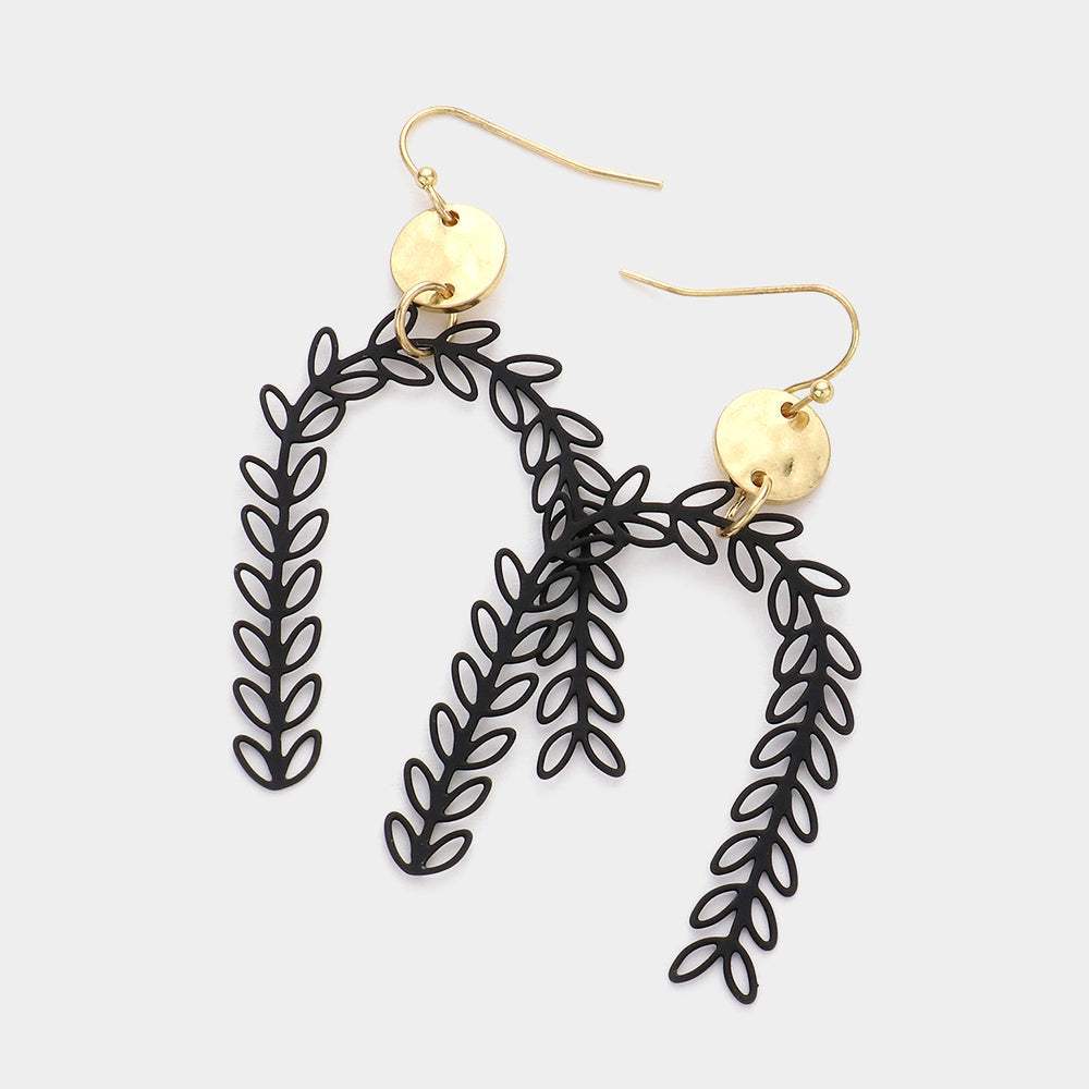 Metal Disc Sprout Cluster Colored Arch Dangle Earrings - Madeline Love - Flyclothing LLC