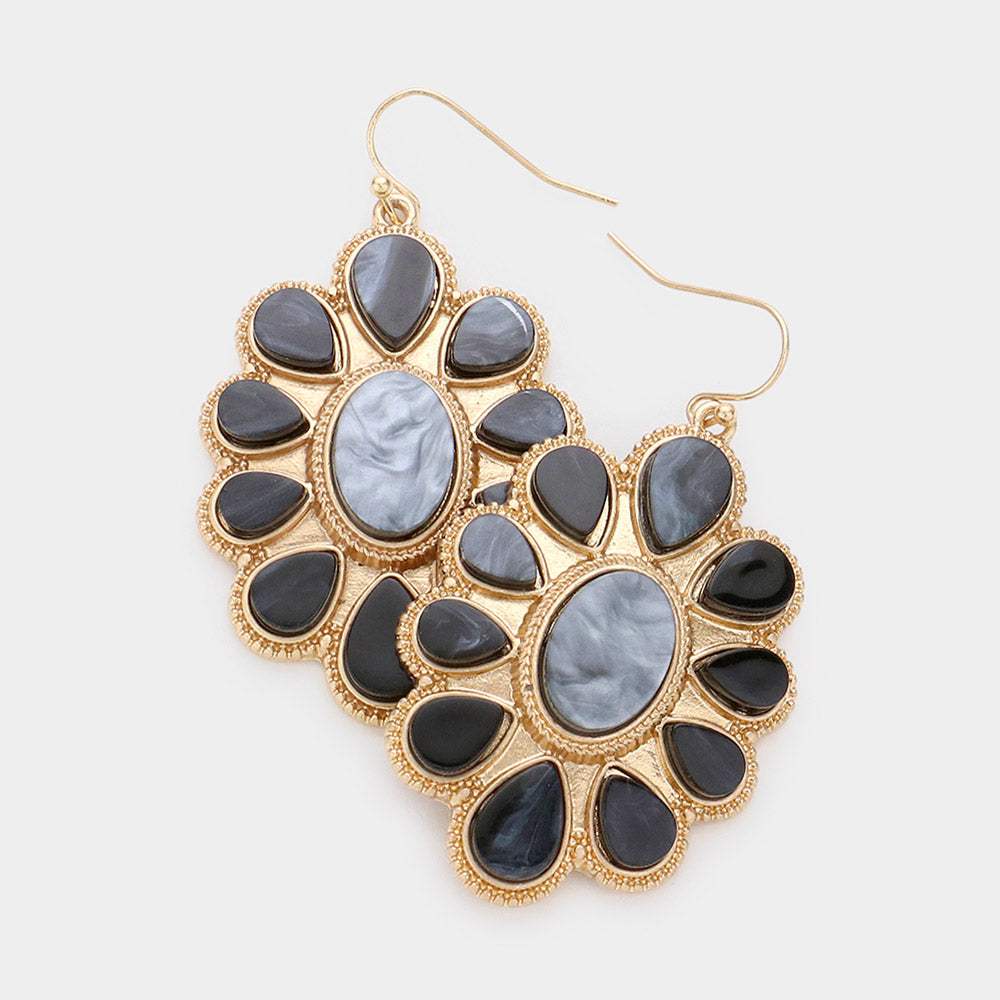 Oval Teardrop Resin Embellished Dangle Earrings - Madeline Love - Flyclothing LLC