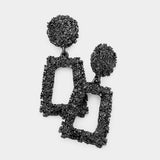 Textured Color Metal Open Trapezoid Knocker Earrings - Madeline Love - Flyclothing LLC