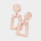 Textured Color Metal Open Trapezoid Knocker Earrings - Madeline Love - Flyclothing LLC