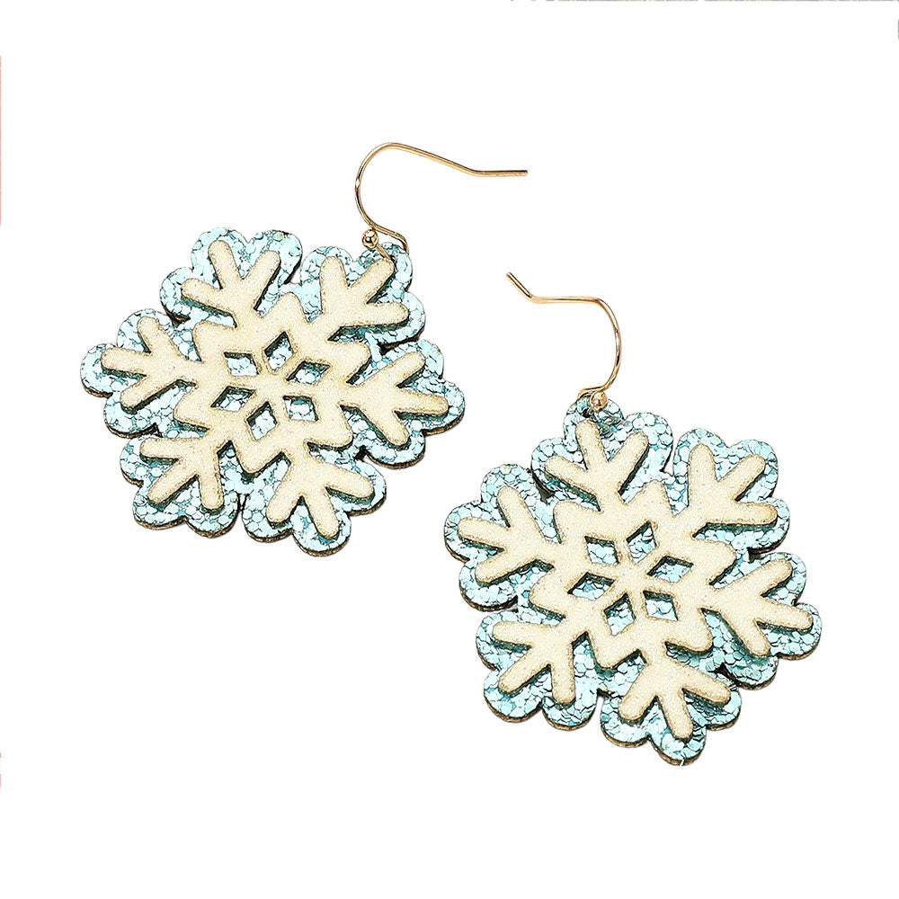 Christmas Glittered Snowflake Dangle Earrings - Madeline Love - Flyclothing LLC