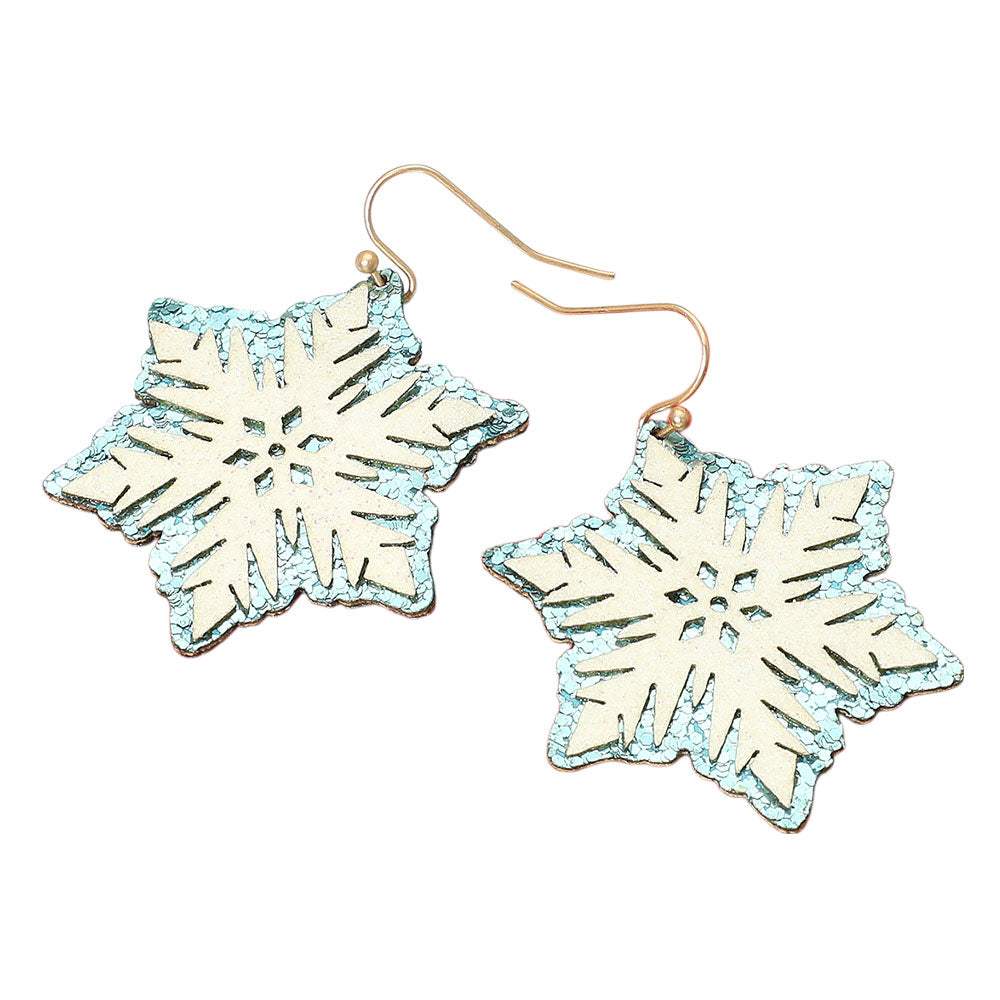 Glittered Snowflake Dangle Earrings - Madeline Love - Flyclothing LLC