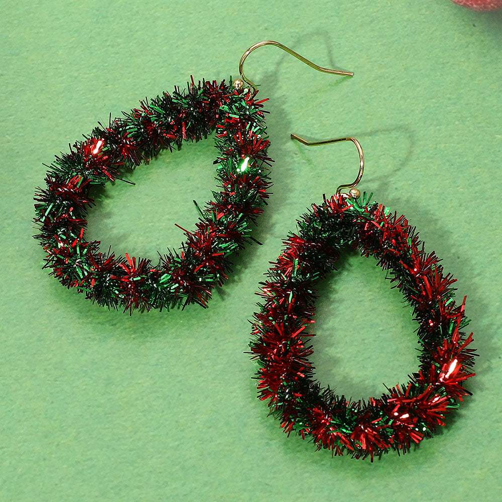Christmas Tinsel Open Teardrop Dangle Earrings - Madeline Love - Flyclothing LLC