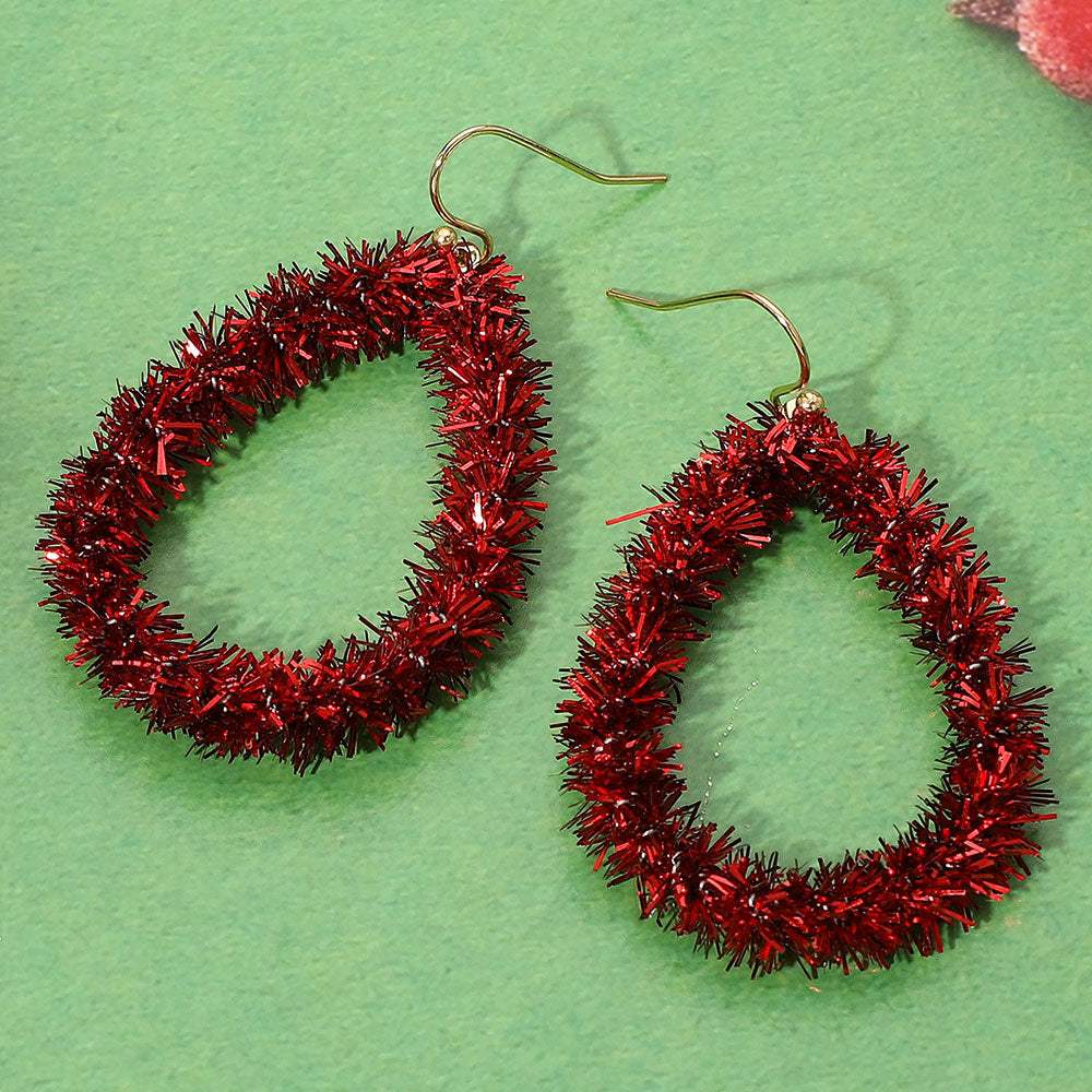 Christmas Tinsel Open Teardrop Dangle Earrings - Madeline Love - Flyclothing LLC