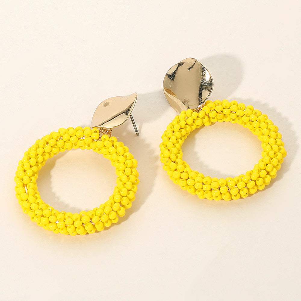 Seed Bead Open Circle Dangle Earrings - Madeline Love - Flyclothing LLC