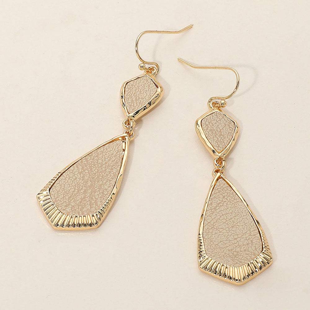 Faux Leather Geometric Plate Drop Dangle Earrings - Madeline Love - Flyclothing LLC