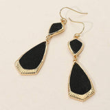 Faux Leather Geometric Plate Drop Dangle Earrings - Madeline Love - Flyclothing LLC