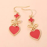 Quatrefoil Bow Heart Link Drop Earrings - Madeline Love - Flyclothing LLC