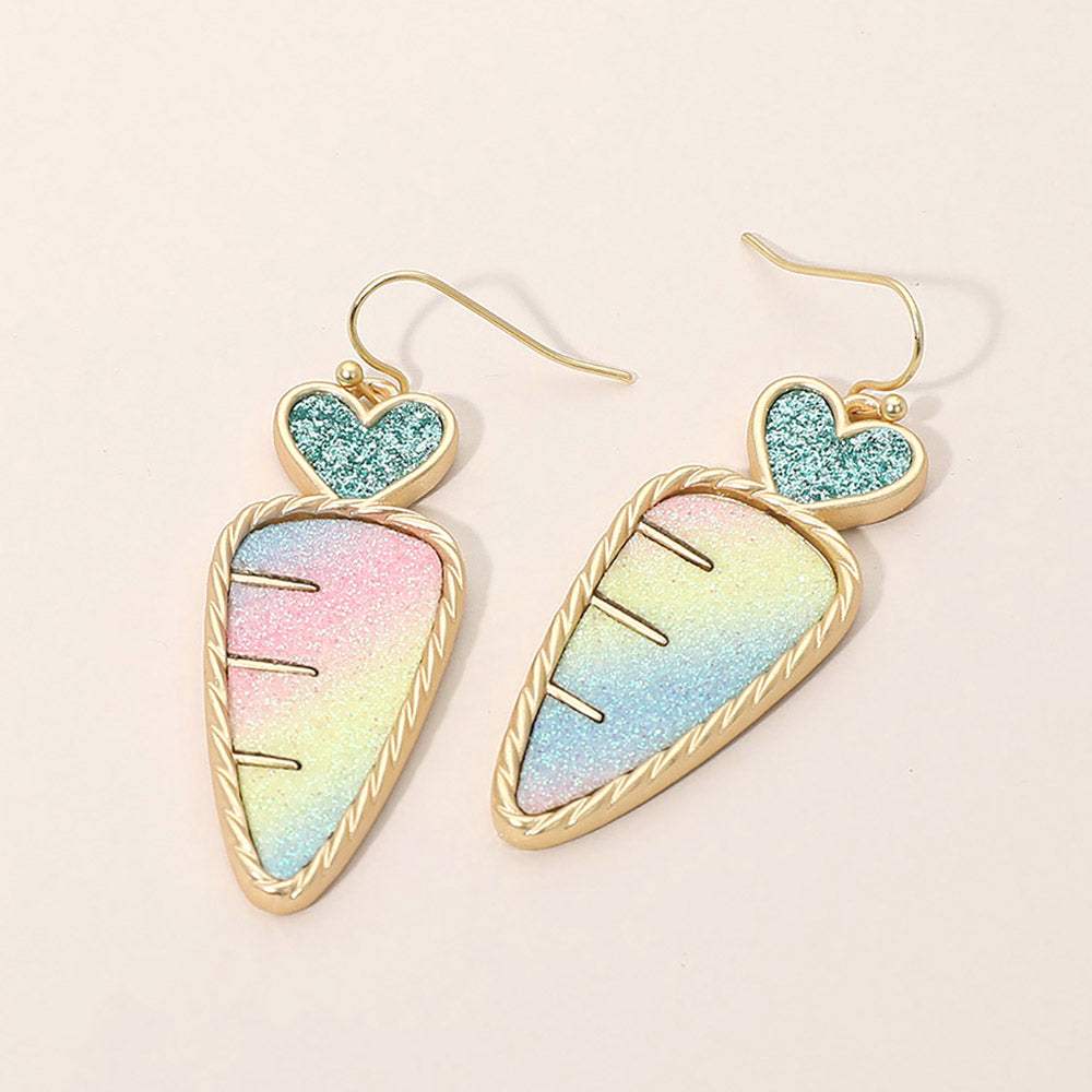 Glitter Carrot Charm Dangle Earrings - Madeline Love - Flyclothing LLC