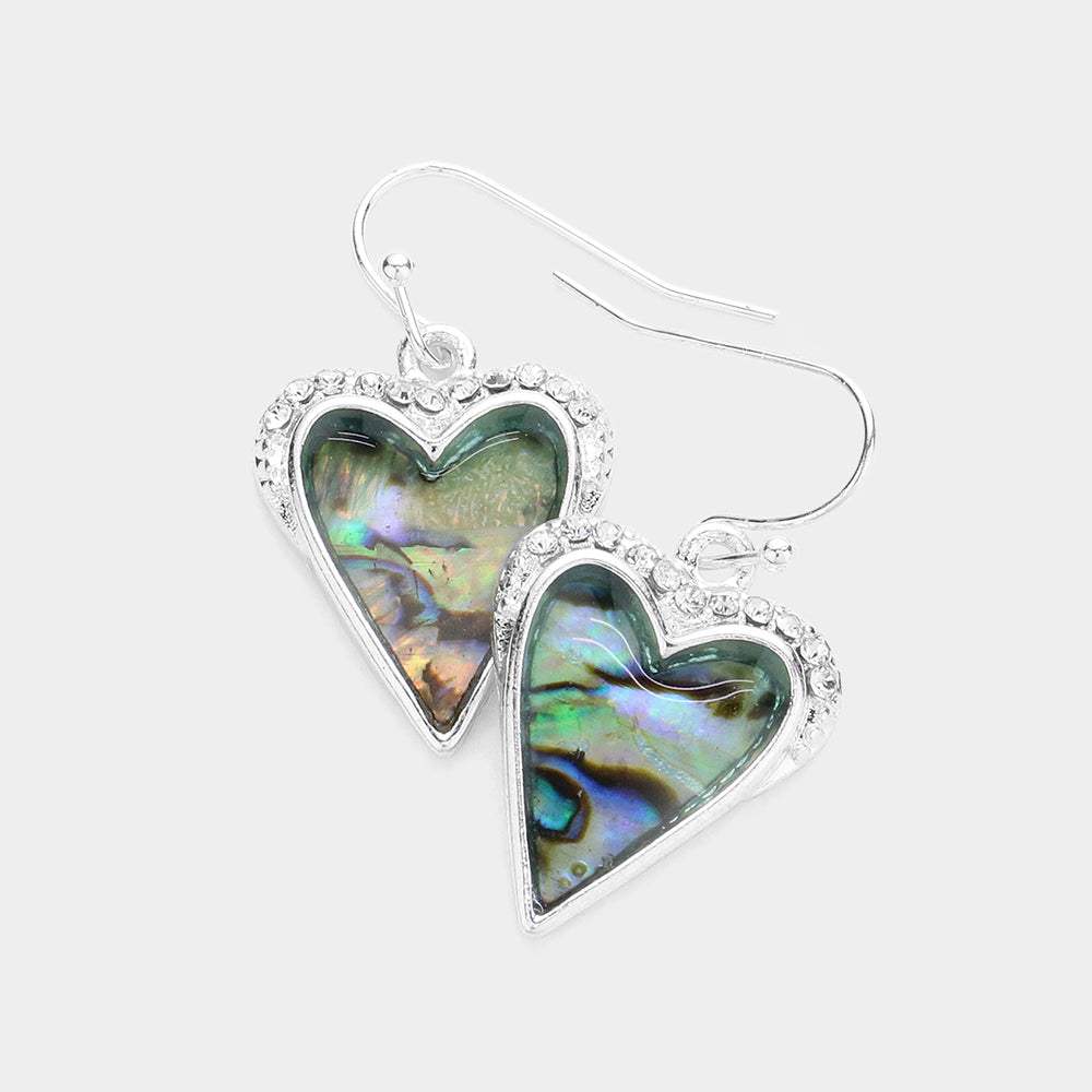 Abalone Heart Dangle Earrings - Madeline Love - Flyclothing LLC