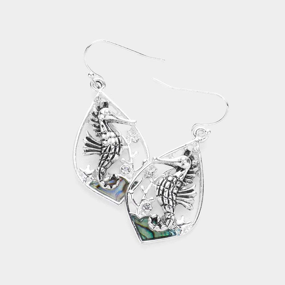 Abalone Seahorse Dangle Earrings - Madeline Love - Flyclothing LLC