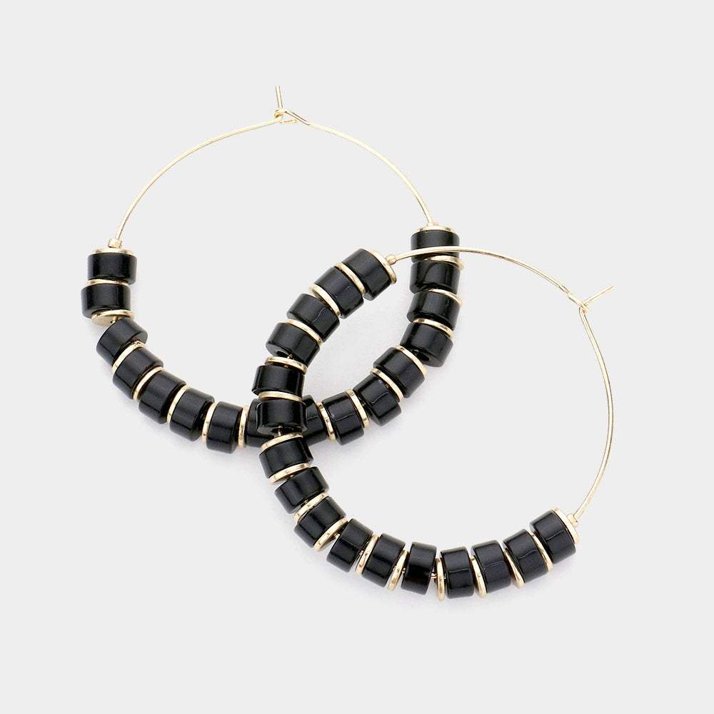 Beaded Metal Hoop Earrings - Madeline Love - Flyclothing LLC