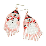 Beaded Snowman Fringe Dangle Earrings - Madeline Love - Flyclothing LLC