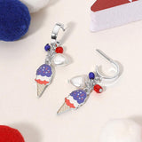 Enamel American USA Flag Ice Cream Cone Pearl Heart Beads Charm Dangle Earrings - Madeline Love - Flyclothing LLC