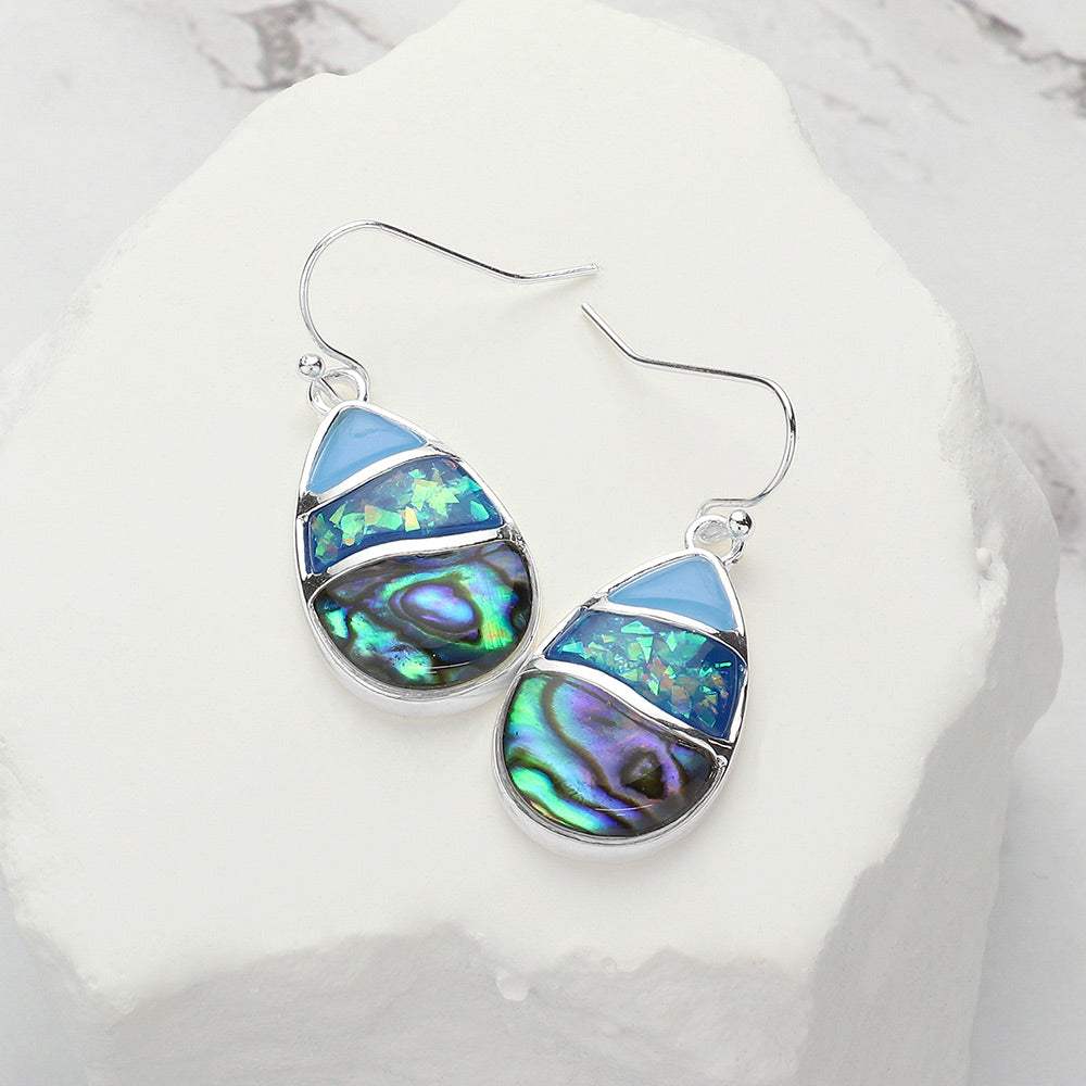 Abalone Enamel Teardrop Dangle Earrings - Madeline Love - Flyclothing LLC