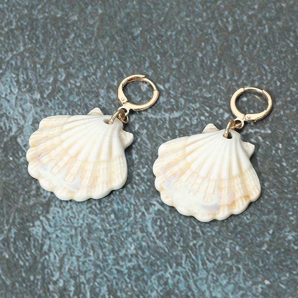 Scallop Shell Drop Huggie Earrings - Madeline Love - Flyclothing LLC