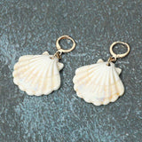 Scallop Shell Drop Huggie Earrings - Madeline Love - Flyclothing LLC