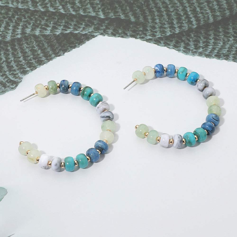 Gold Dipped Hypoallergenic Bold Beaded Hoop Earrings - Madeline Love - Flyclothing LLC