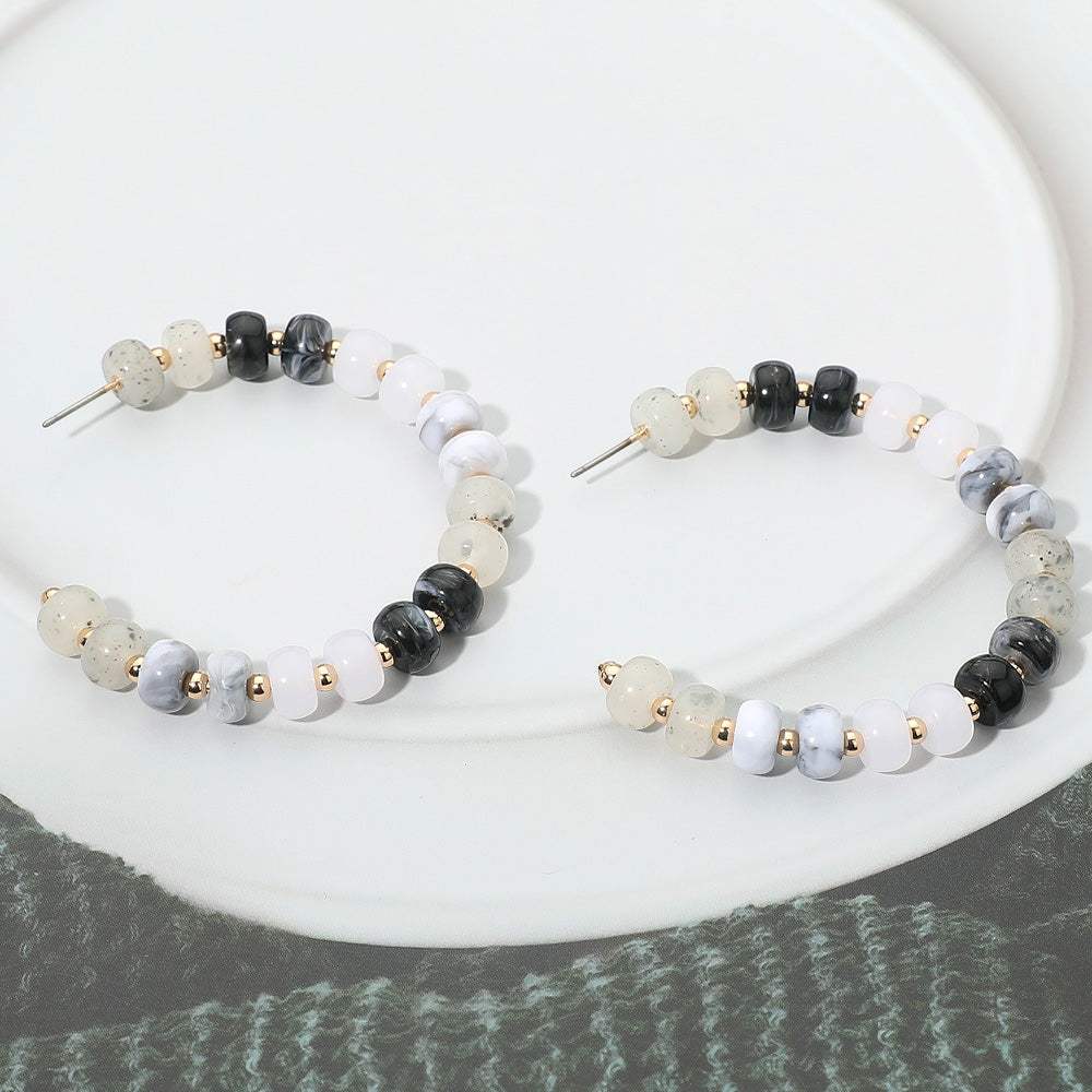 Gold Dipped Hypoallergenic Bold Beaded Hoop Earrings - Madeline Love - Flyclothing LLC