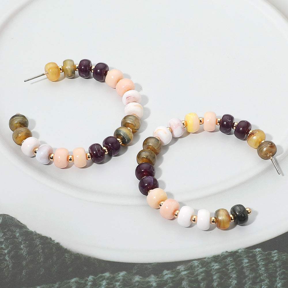 Gold Dipped Hypoallergenic Bold Beaded Hoop Earrings - Madeline Love - Flyclothing LLC