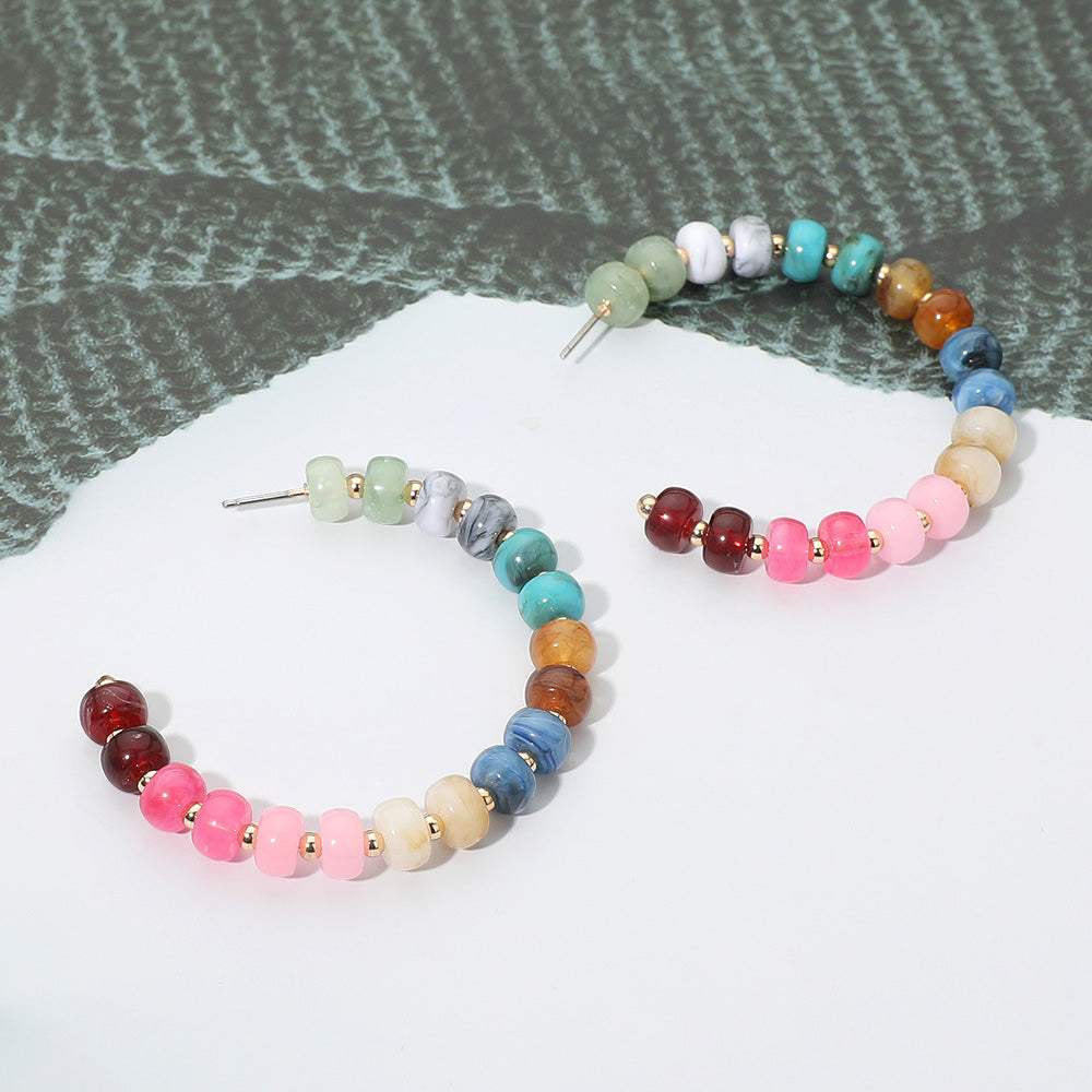 Gold Dipped Hypoallergenic Bold Beaded Hoop Earrings - Madeline Love - Flyclothing LLC