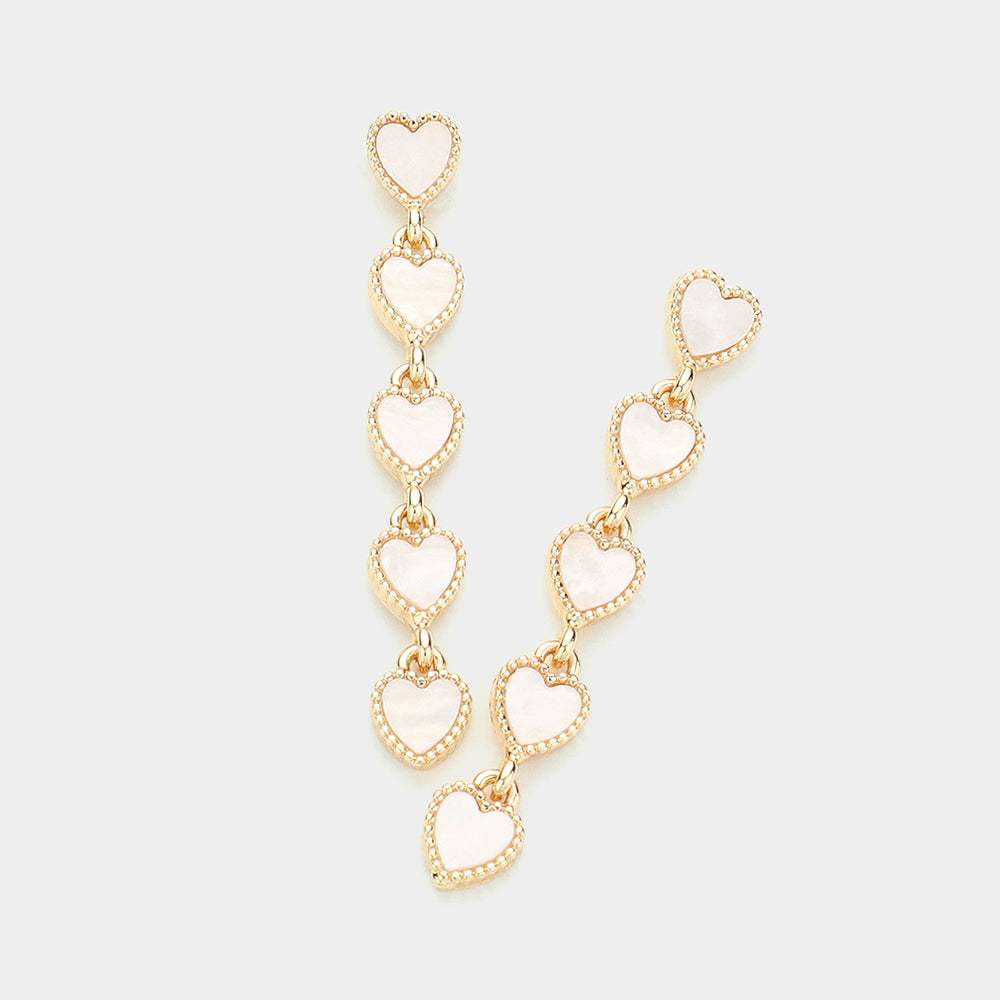 Pearl Heart Pendant Link Dropdown Earrings - Madeline Love - Flyclothing LLC