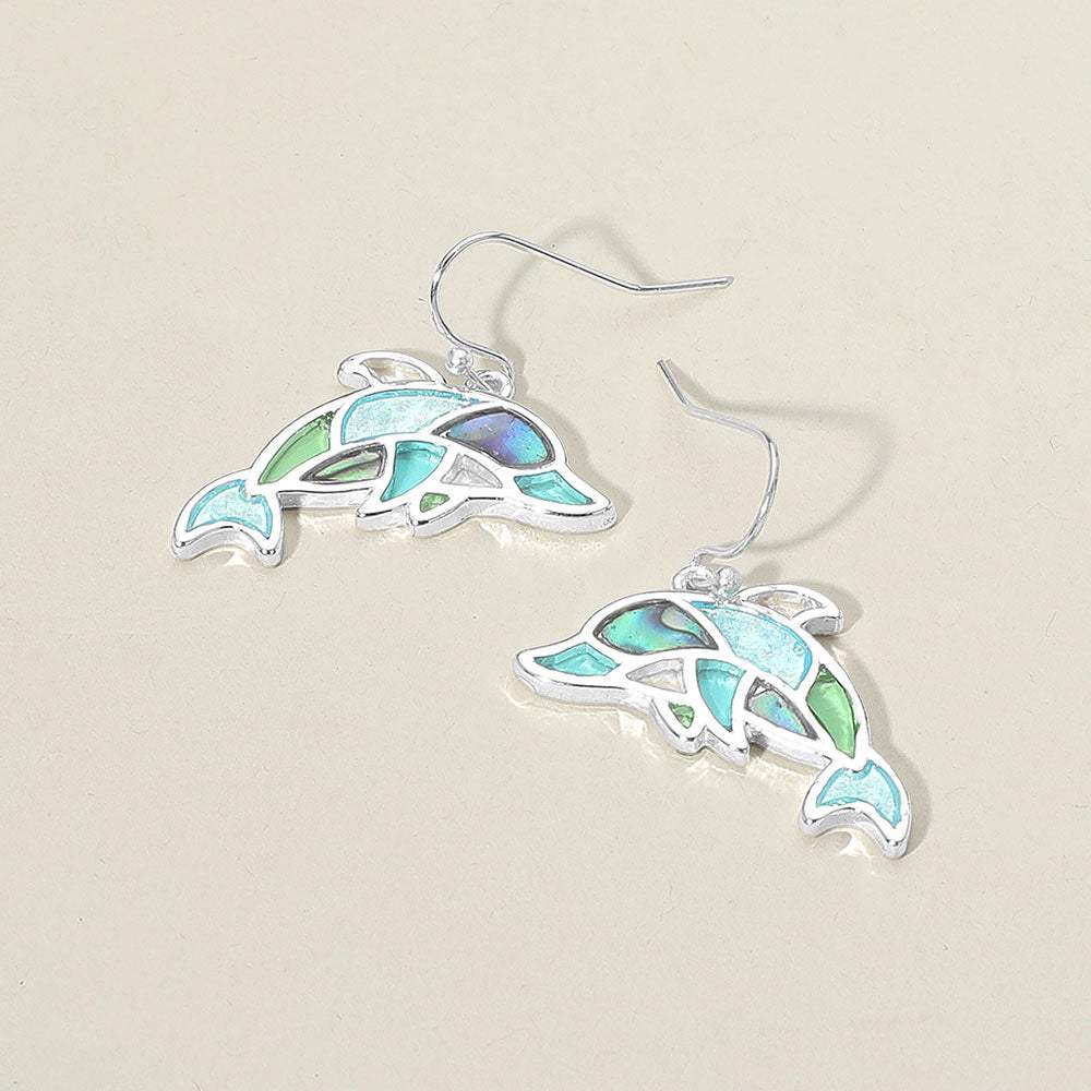 Sea Glass Dolphin Dangle Earrings - Madeline Love - Flyclothing LLC
