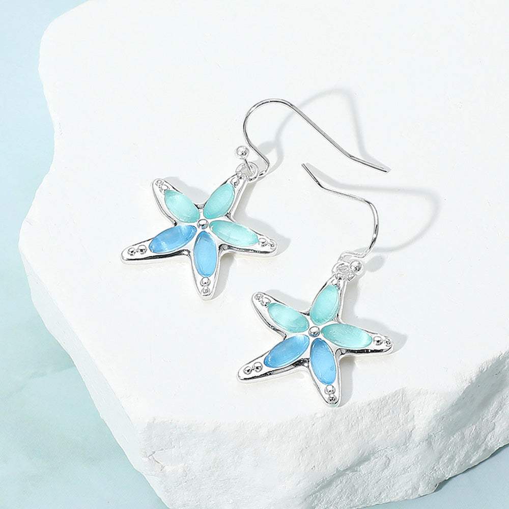 Sea Glass Starfish Dangle Earrings - Madeline Love - Flyclothing LLC