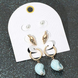 3Pairs - Pearl Metal Conch Shell Stud Ceramic Dangle Earring Set - Madeline Love - Flyclothing LLC