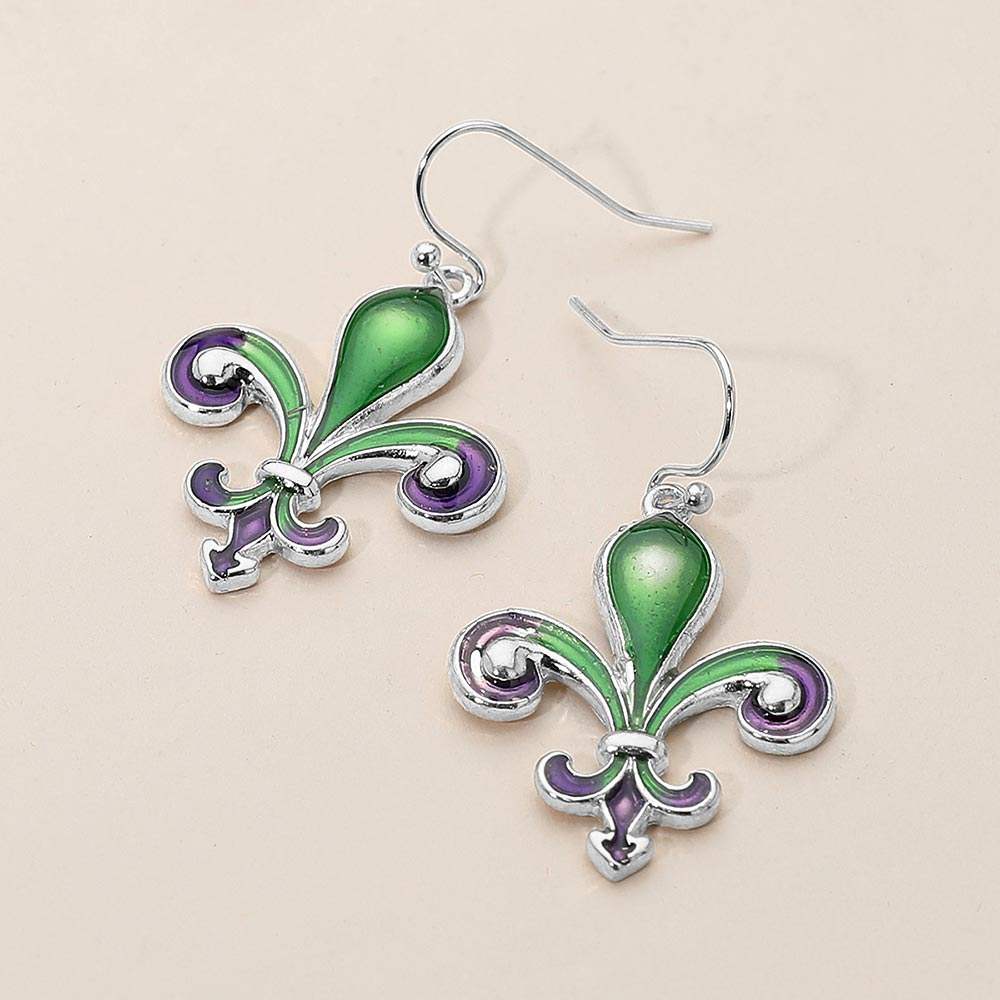 Mardi Gras Fleur de Lis Dangle Earrings - Madeline Love - Flyclothing LLC