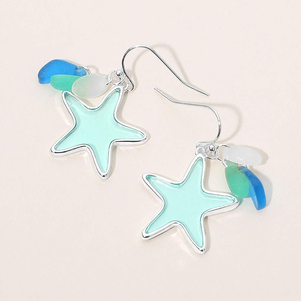 Sea Glass Starfish Dangle Earrings - Madeline Love - Flyclothing LLC