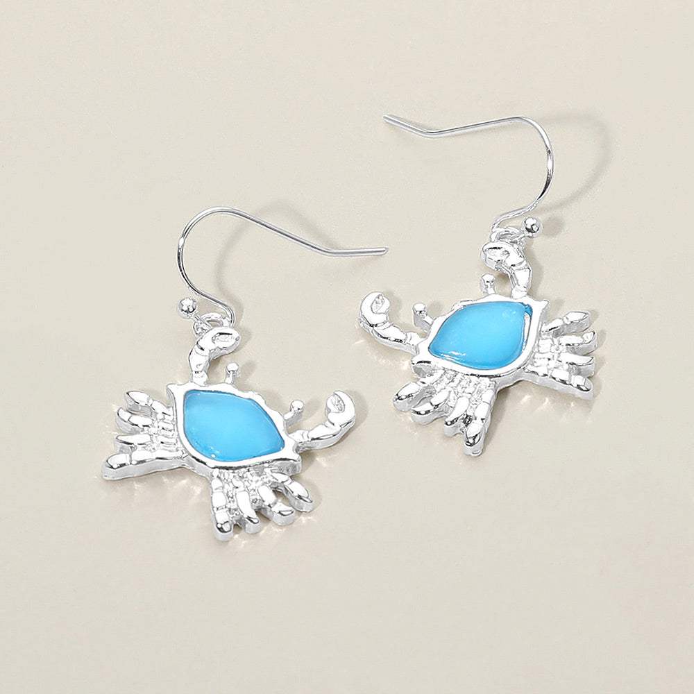 Sea Glass Crab Charm Drop Dangle Earrings - Madeline Love - Flyclothing LLC