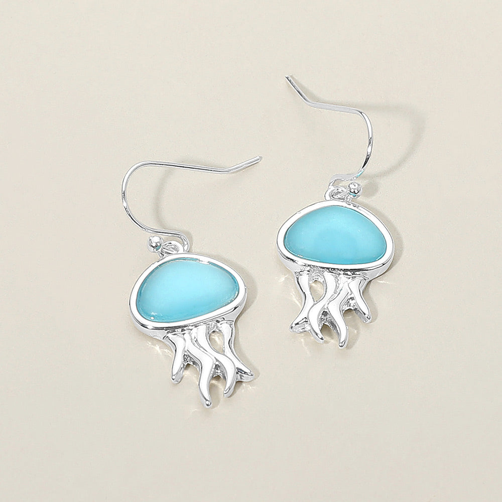 Sea Glass Jellyfish Charm Drop Dangle Earrings - Madeline Love - Flyclothing LLC