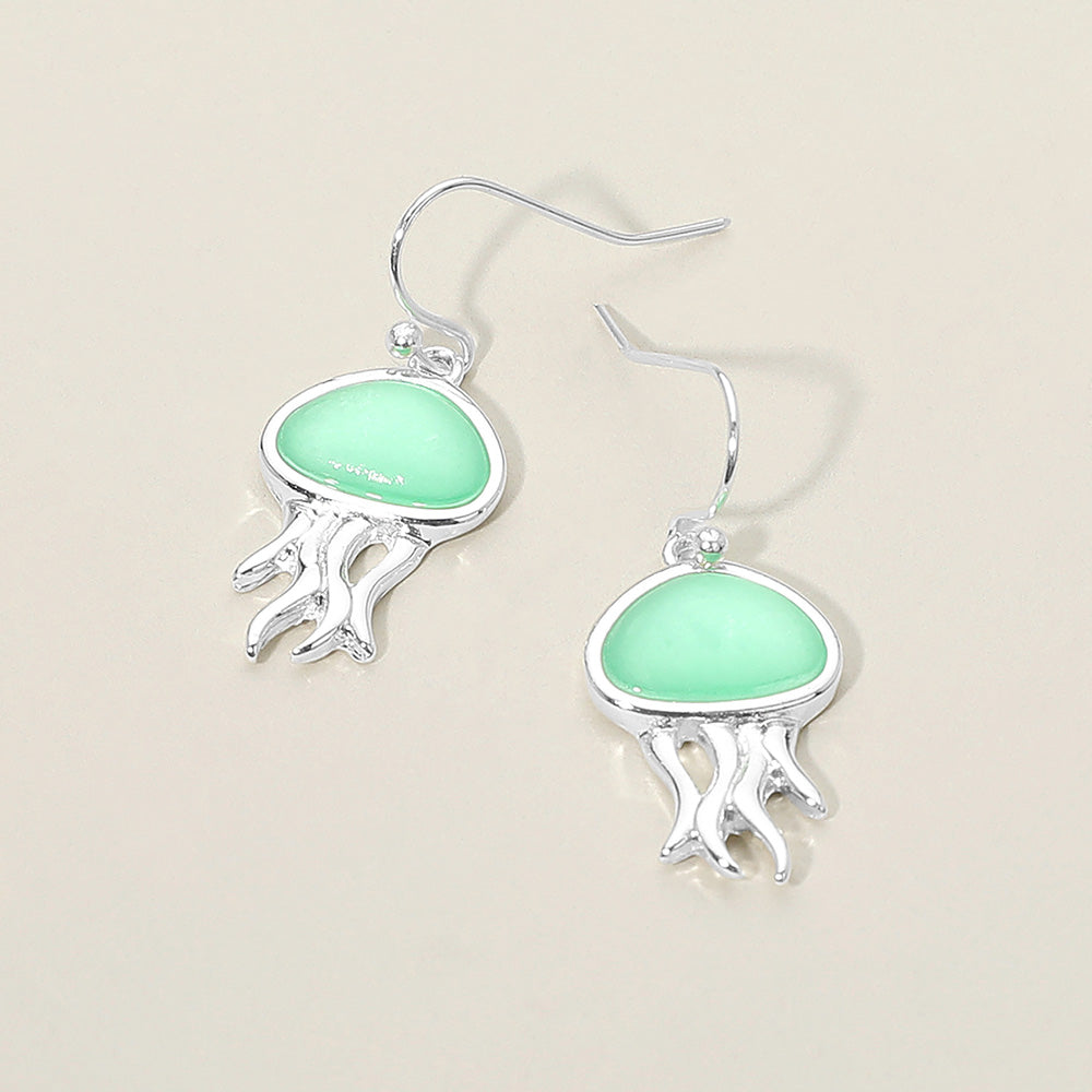 Sea Glass Jellyfish Charm Drop Dangle Earrings - Madeline Love - Flyclothing LLC