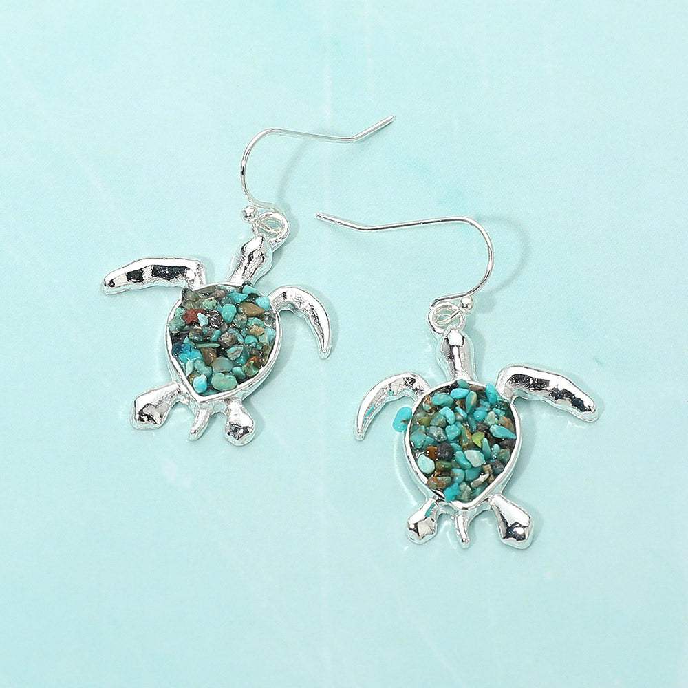 Crushed Pebble Sea Turtle Dangle Earrings - Madeline Love - Flyclothing LLC