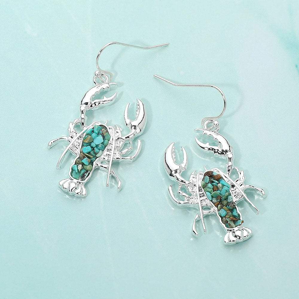 Crushed Pebble Lobster Dangle Earrings - Madeline Love - Flyclothing LLC