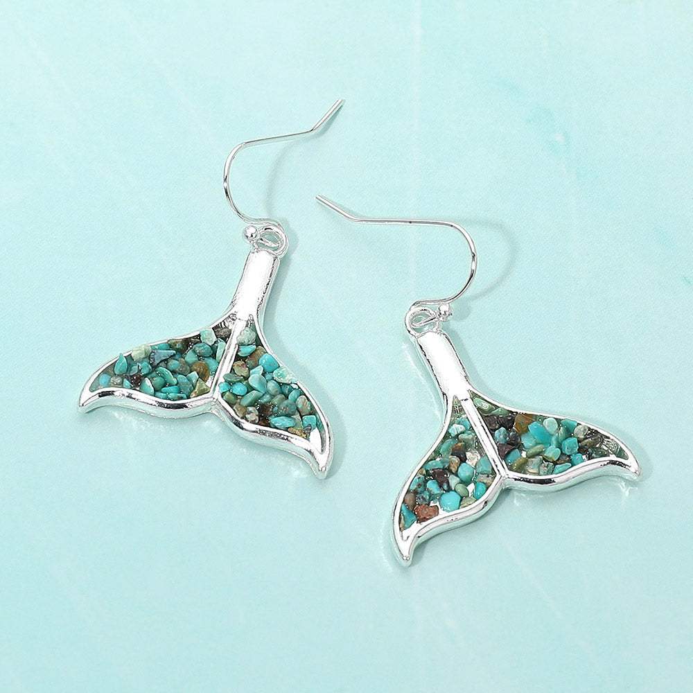 Crushed Pebble Whale Tail Dangle Earrings - Madeline Love - Flyclothing LLC