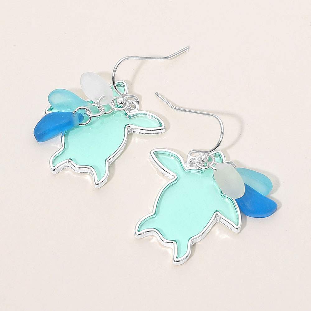 Sea Glass Sea Turtle Dangle Earrings - Madeline Love - Flyclothing LLC