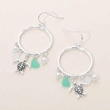 Sea Turtle Sea Glass Charm Drop Open Ring Dangle Earrings - Madeline Love - Flyclothing LLC