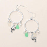 Lobster Sea Glass Charm Drop Open Ring Dangle Earrings - Madeline Love - Flyclothing LLC