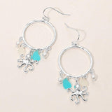 Octopus Sea Glass Charm Drop Open Ring Dangle Earrings - Madeline Love - Flyclothing LLC