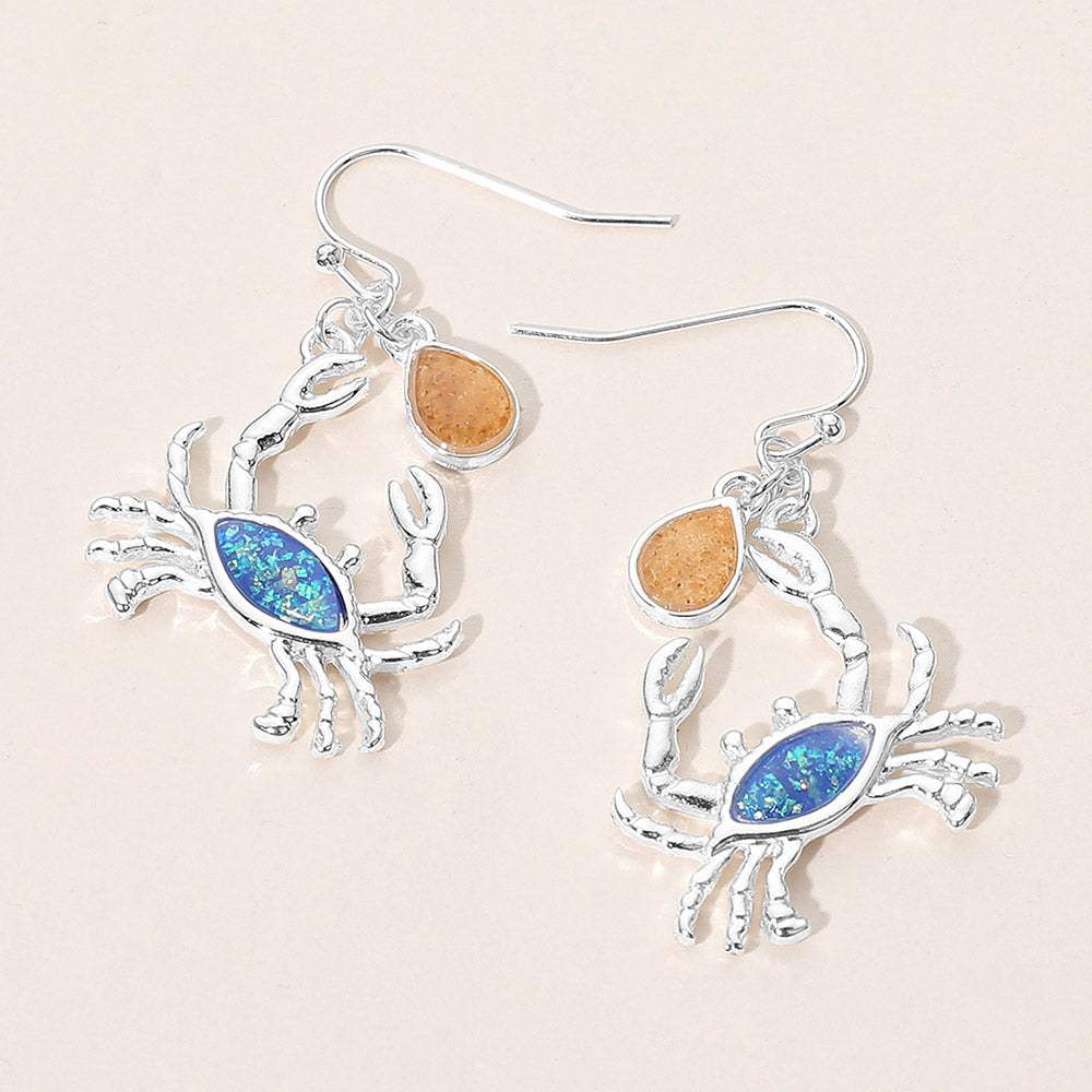 Crab Teardrop Charm Drop Dangle Earrings - Madeline Love - Flyclothing LLC