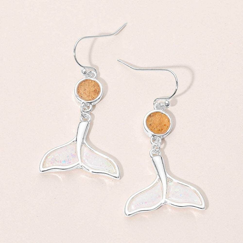 Round Whale Tale Charm Link Drop Dangle Earrings - Madeline Love - Flyclothing LLC