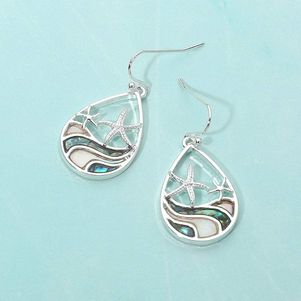 Abalone Starfish Wave Teardrop Dangle Earrings - Madeline Love - Flyclothing LLC