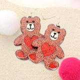 Glittered Resin Bear Dangle Earrings - Madeline Love - Flyclothing LLC