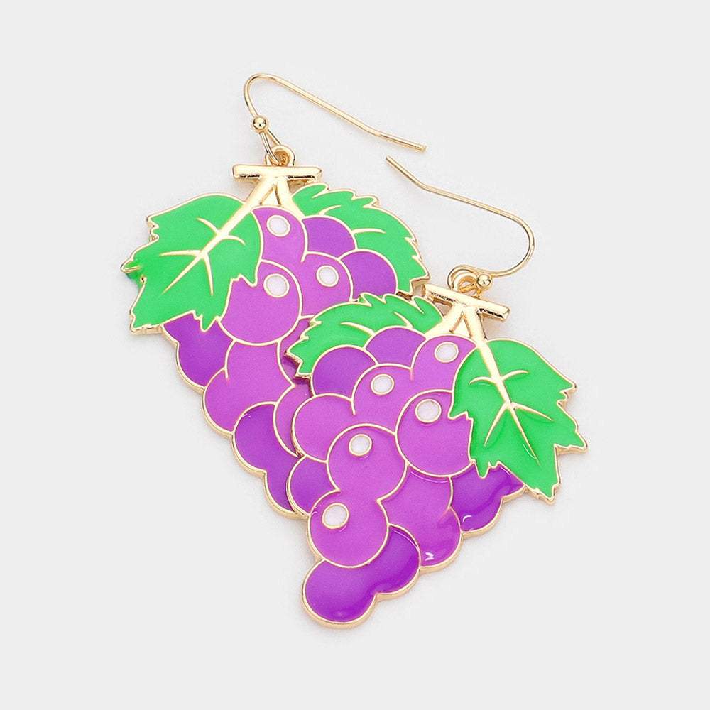 Enamel Metal Grape Dangle Earrings - Madeline Love - Flyclothing LLC
